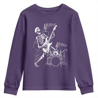 Rock Skeleton Cat Playing Guitar Youth Sweatshirt Funny Halloween Kitty Music Lovers - Wonder Print Shop