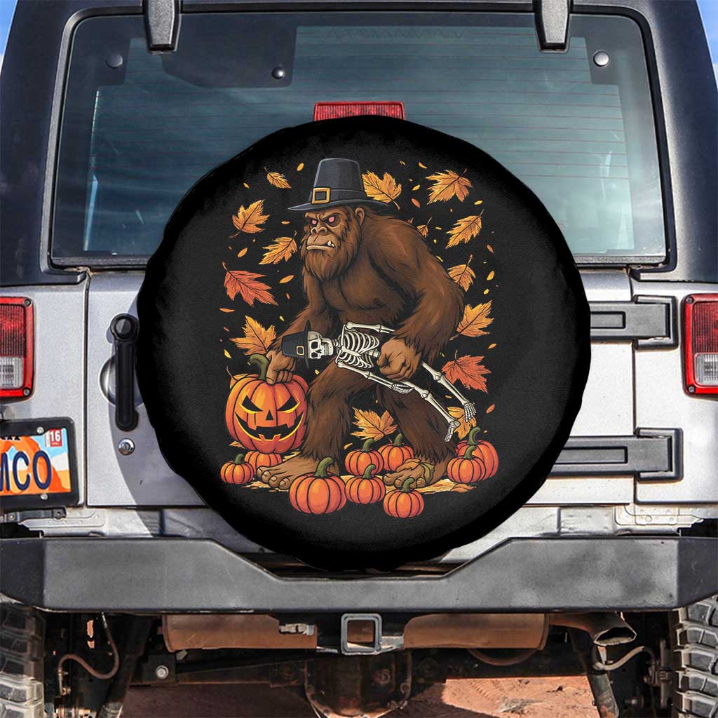Funny Bigfoot Skeleton Spare Tire Cover Thanksgiving Day Sasquatch Pilgrim - Wonder Print Shop