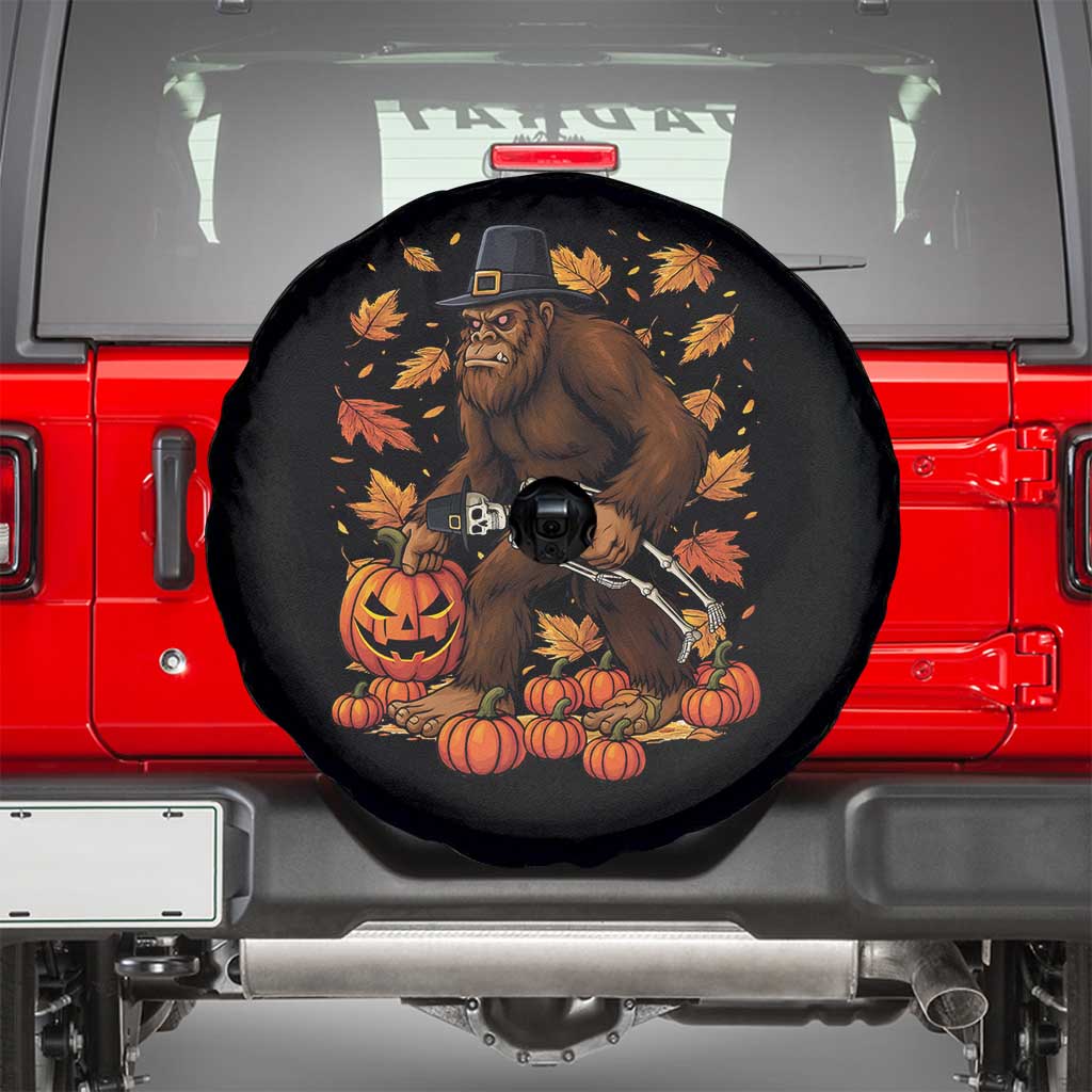 Funny Bigfoot Skeleton Spare Tire Cover Thanksgiving Day Sasquatch Pilgrim - Wonder Print Shop