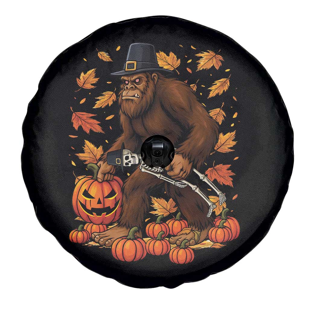 Funny Bigfoot Skeleton Spare Tire Cover Thanksgiving Day Sasquatch Pilgrim - Wonder Print Shop