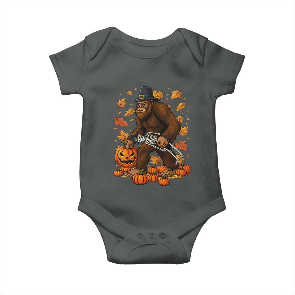 Funny Bigfoot Skeleton Baby Onesie Thanksgiving Day Sasquatch Pilgrim - Wonder Print Shop