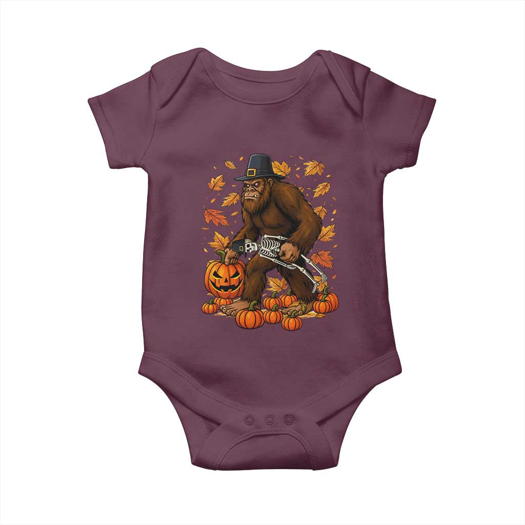 Funny Bigfoot Skeleton Baby Onesie Thanksgiving Day Sasquatch Pilgrim - Wonder Print Shop