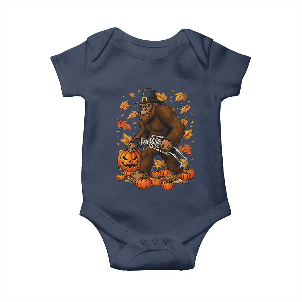 Funny Bigfoot Skeleton Baby Onesie Thanksgiving Day Sasquatch Pilgrim - Wonder Print Shop