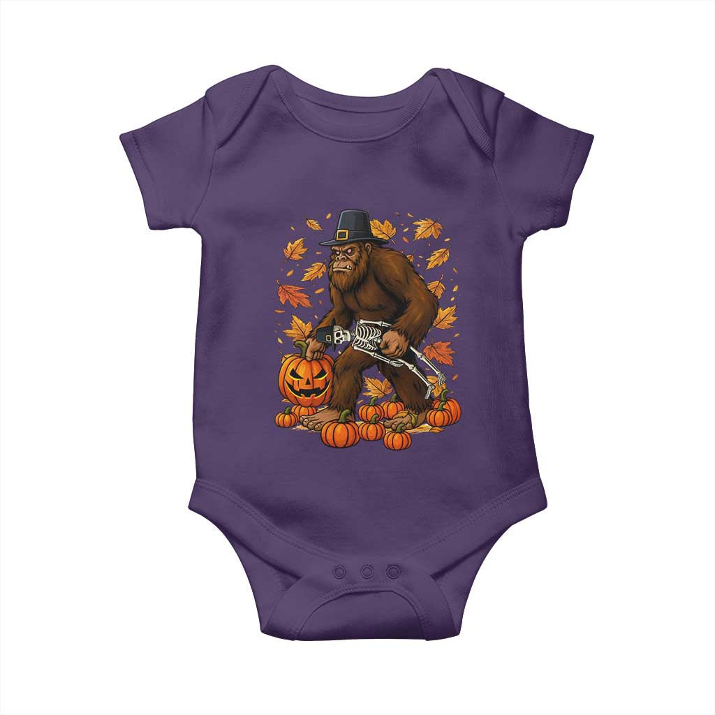 Funny Bigfoot Skeleton Baby Onesie Thanksgiving Day Sasquatch Pilgrim - Wonder Print Shop