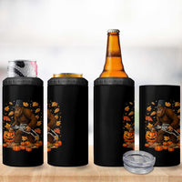 Funny Bigfoot Skeleton 4 in 1 Can Cooler Tumbler Thanksgiving Day Sasquatch Pilgrim