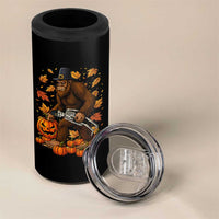 Funny Bigfoot Skeleton 4 in 1 Can Cooler Tumbler Thanksgiving Day Sasquatch Pilgrim