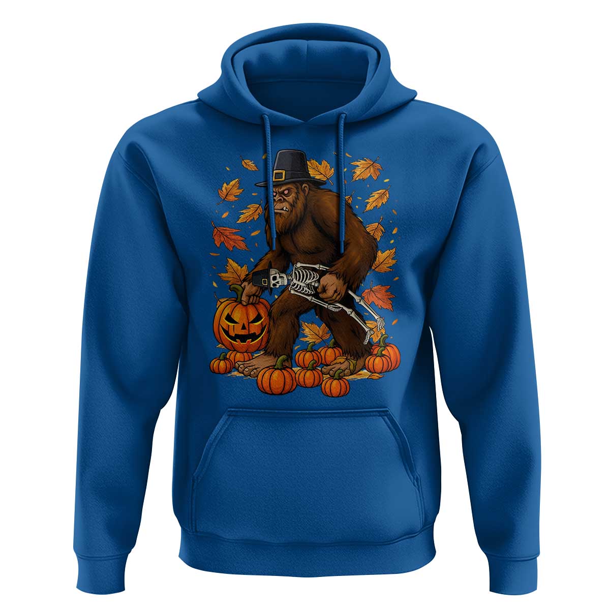 Funny Bigfoot Skeleton Hoodie Thanksgiving Day Sasquatch Pilgrim - Wonder Print Shop