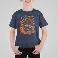 Funny Bigfoot Skeleton T Shirt For Kid Thanksgiving Day Sasquatch Pilgrim - Wonder Print Shop