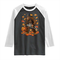 Funny Bigfoot Skeleton Raglan Shirt Thanksgiving Day Sasquatch Pilgrim - Wonder Print Shop
