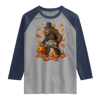 Funny Bigfoot Skeleton Raglan Shirt Thanksgiving Day Sasquatch Pilgrim - Wonder Print Shop