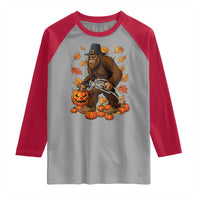 Funny Bigfoot Skeleton Raglan Shirt Thanksgiving Day Sasquatch Pilgrim - Wonder Print Shop