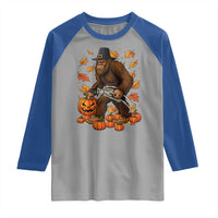 Funny Bigfoot Skeleton Raglan Shirt Thanksgiving Day Sasquatch Pilgrim - Wonder Print Shop