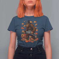 Funny Bigfoot Skeleton T Shirt For Women Thanksgiving Day Sasquatch Pilgrim - Wonder Print Shop