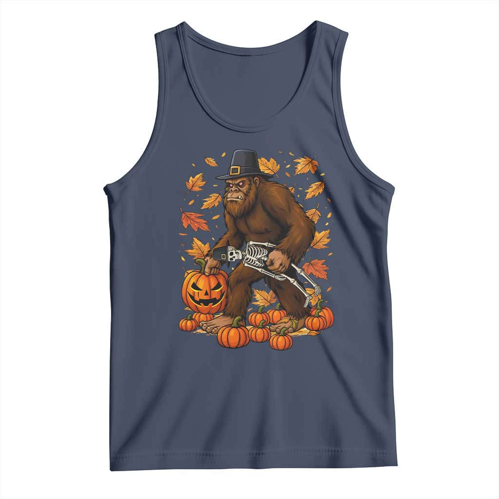 Funny Bigfoot Skeleton Tank Top Thanksgiving Day Sasquatch Pilgrim - Wonder Print Shop