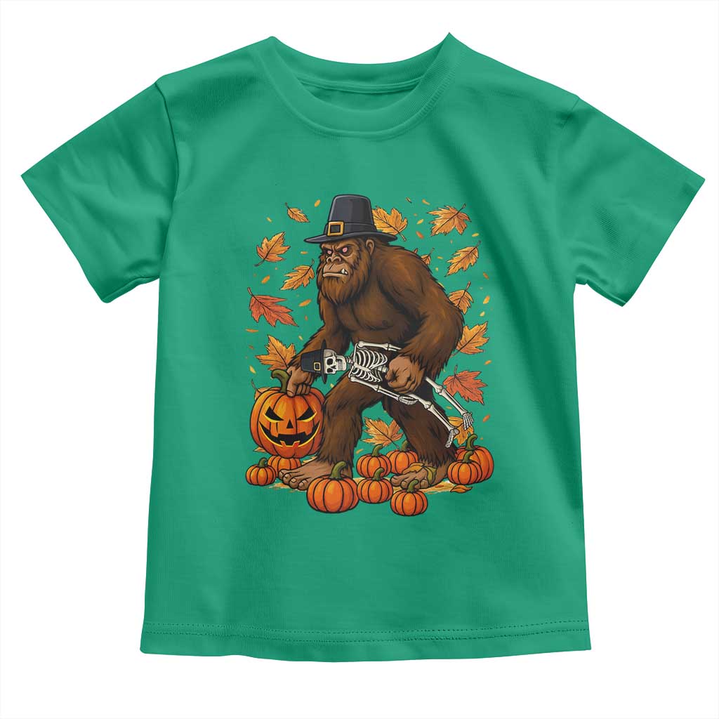 Funny Bigfoot Skeleton Toddler T Shirt Thanksgiving Day Sasquatch Pilgrim - Wonder Print Shop