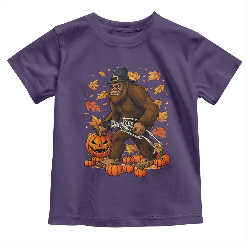 Funny Bigfoot Skeleton Toddler T Shirt Thanksgiving Day Sasquatch Pilgrim - Wonder Print Shop