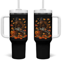 Funny Bigfoot Skeleton Tumbler With Handle Thanksgiving Day Sasquatch Pilgrim