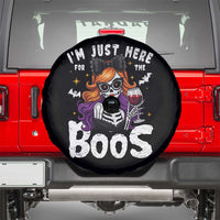 Funny Skull Halloween Spare Tire Cover I Am Just Here For The Boos Skeleton Party Girl - Wonder Print Shop
