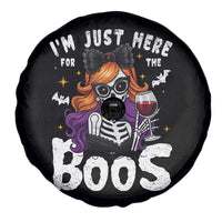 Funny Skull Halloween Spare Tire Cover I Am Just Here For The Boos Skeleton Party Girl - Wonder Print Shop