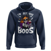 Funny Skull Halloween Hoodie I Am Just Here For The Boos Skeleton Party Girl - Wonder Print Shop