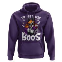 Funny Skull Halloween Hoodie I Am Just Here For The Boos Skeleton Party Girl - Wonder Print Shop