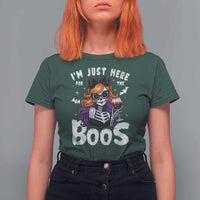 Funny Skull Halloween T Shirt For Women I Am Just Here For The Boos Skeleton Party Girl - Wonder Print Shop