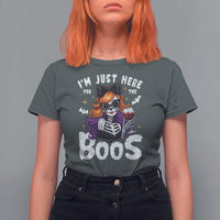 Funny Skull Halloween T Shirt For Women I Am Just Here For The Boos Skeleton Party Girl - Wonder Print Shop