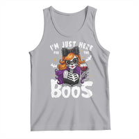 Funny Skull Halloween Tank Top I Am Just Here For The Boos Skeleton Party Girl - Wonder Print Shop