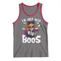 Funny Skull Halloween Tank Top I Am Just Here For The Boos Skeleton Party Girl - Wonder Print Shop
