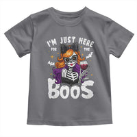 Funny Skull Halloween Toddler T Shirt I Am Just Here For The Boos Skeleton Party Girl - Wonder Print Shop