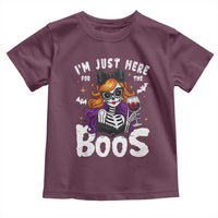 Funny Skull Halloween Toddler T Shirt I Am Just Here For The Boos Skeleton Party Girl - Wonder Print Shop
