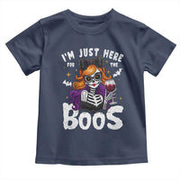 Funny Skull Halloween Toddler T Shirt I Am Just Here For The Boos Skeleton Party Girl - Wonder Print Shop