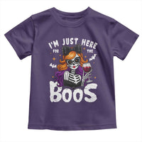 Funny Skull Halloween Toddler T Shirt I Am Just Here For The Boos Skeleton Party Girl - Wonder Print Shop