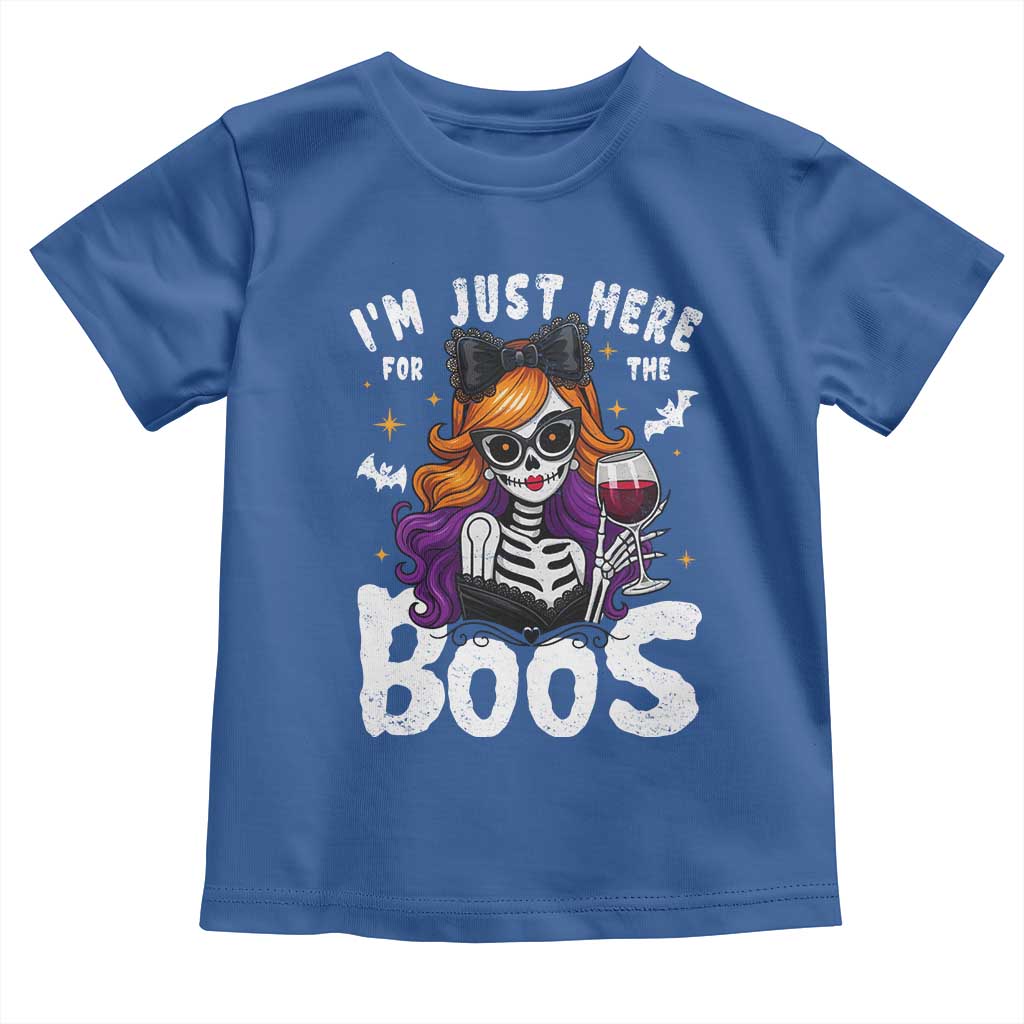 Funny Skull Halloween Toddler T Shirt I Am Just Here For The Boos Skeleton Party Girl - Wonder Print Shop