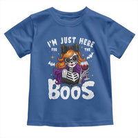 Funny Skull Halloween Toddler T Shirt I Am Just Here For The Boos Skeleton Party Girl - Wonder Print Shop