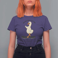 Hang On Let Me Overthinking This T Shirt For Women Funny Duck Skateboard Sarcastic Skater - Wonder Print Shop