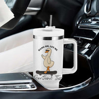 Hang On Let Me Overthinking This Tumbler With Handle Funny Duck Skateboard Sarcastic Skater