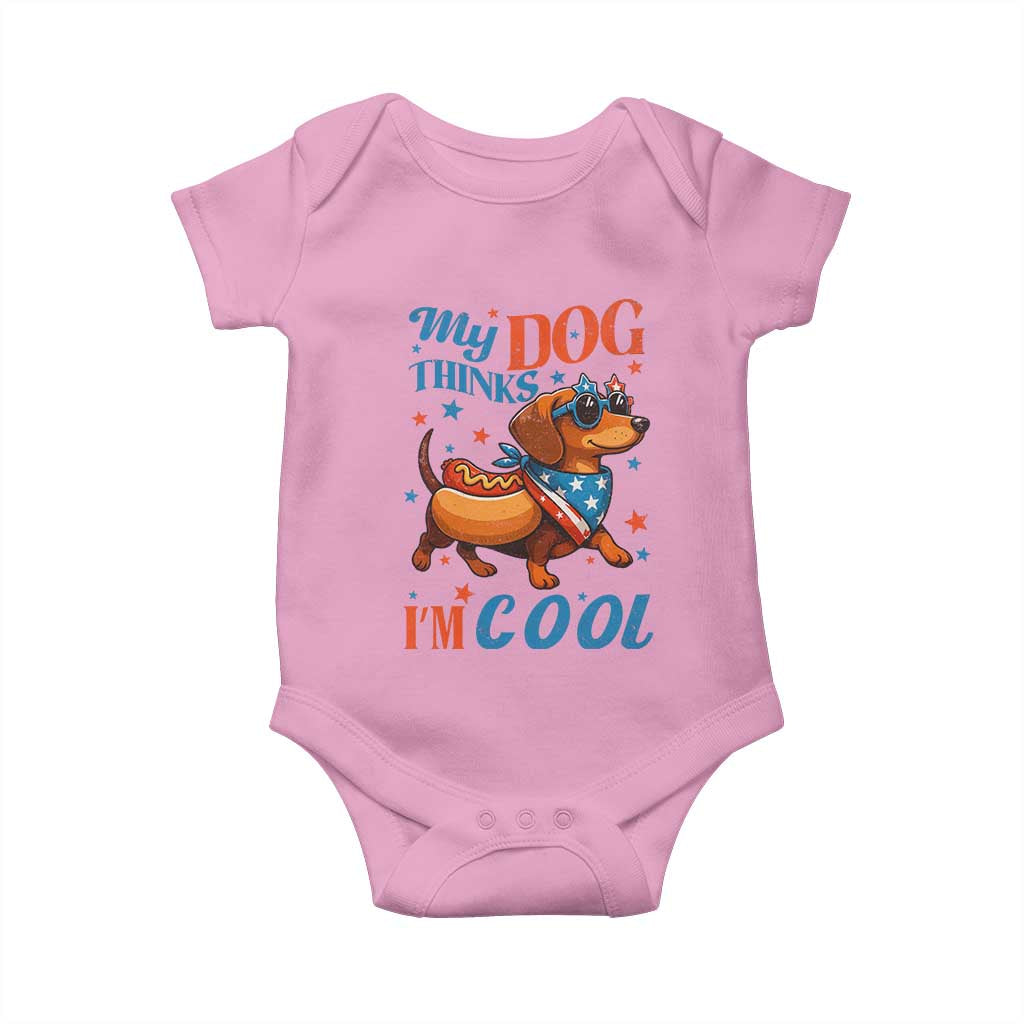 Funny Patriotic Dachshund Baby Onesie My Dog Thinks I Am Cool USA Dog Lover - Wonder Print Shop