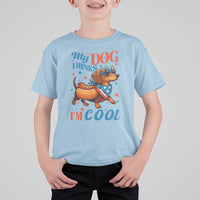 Funny Patriotic Dachshund T Shirt For Kid My Dog Thinks I Am Cool USA Dog Lover - Wonder Print Shop