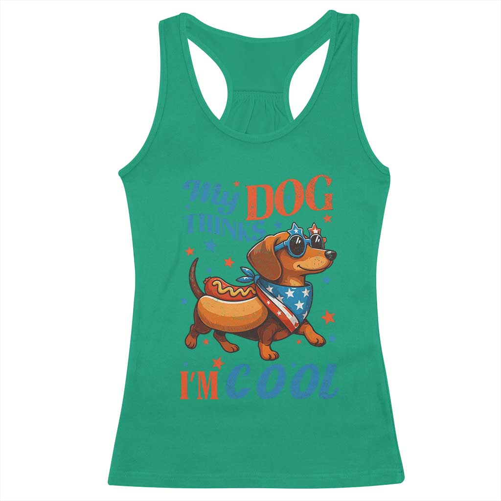 Funny Patriotic Dachshund Racerback Tank Top My Dog Thinks I Am Cool USA Dog Lover - Wonder Print Shop