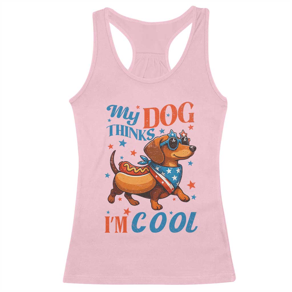 Funny Patriotic Dachshund Racerback Tank Top My Dog Thinks I Am Cool USA Dog Lover - Wonder Print Shop