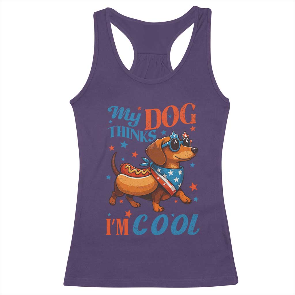 Funny Patriotic Dachshund Racerback Tank Top My Dog Thinks I Am Cool USA Dog Lover - Wonder Print Shop