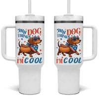Funny Patriotic Dachshund Tumbler With Handle My Dog Thinks I Am Cool USA Dog Lover