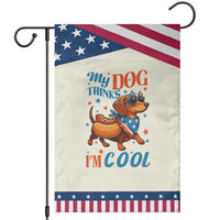 Funny Patriotic Dachshund Garden Flag My Dog Thinks I Am Cool USA Dog Lover
