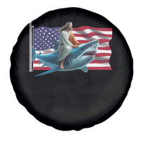 Funny Jesus Shark Spare Tire Cover Christian Patriotic American Flag Meme - Wonder Print Shop