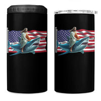 Funny Jesus Shark 4 in 1 Can Cooler Tumbler Christian Patriotic American Flag Meme