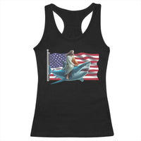Funny Jesus Shark Racerback Tank Top Christian Patriotic American Flag Meme - Wonder Print Shop