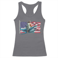 Funny Jesus Shark Racerback Tank Top Christian Patriotic American Flag Meme - Wonder Print Shop