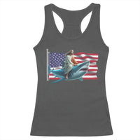 Funny Jesus Shark Racerback Tank Top Christian Patriotic American Flag Meme - Wonder Print Shop