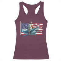 Funny Jesus Shark Racerback Tank Top Christian Patriotic American Flag Meme - Wonder Print Shop